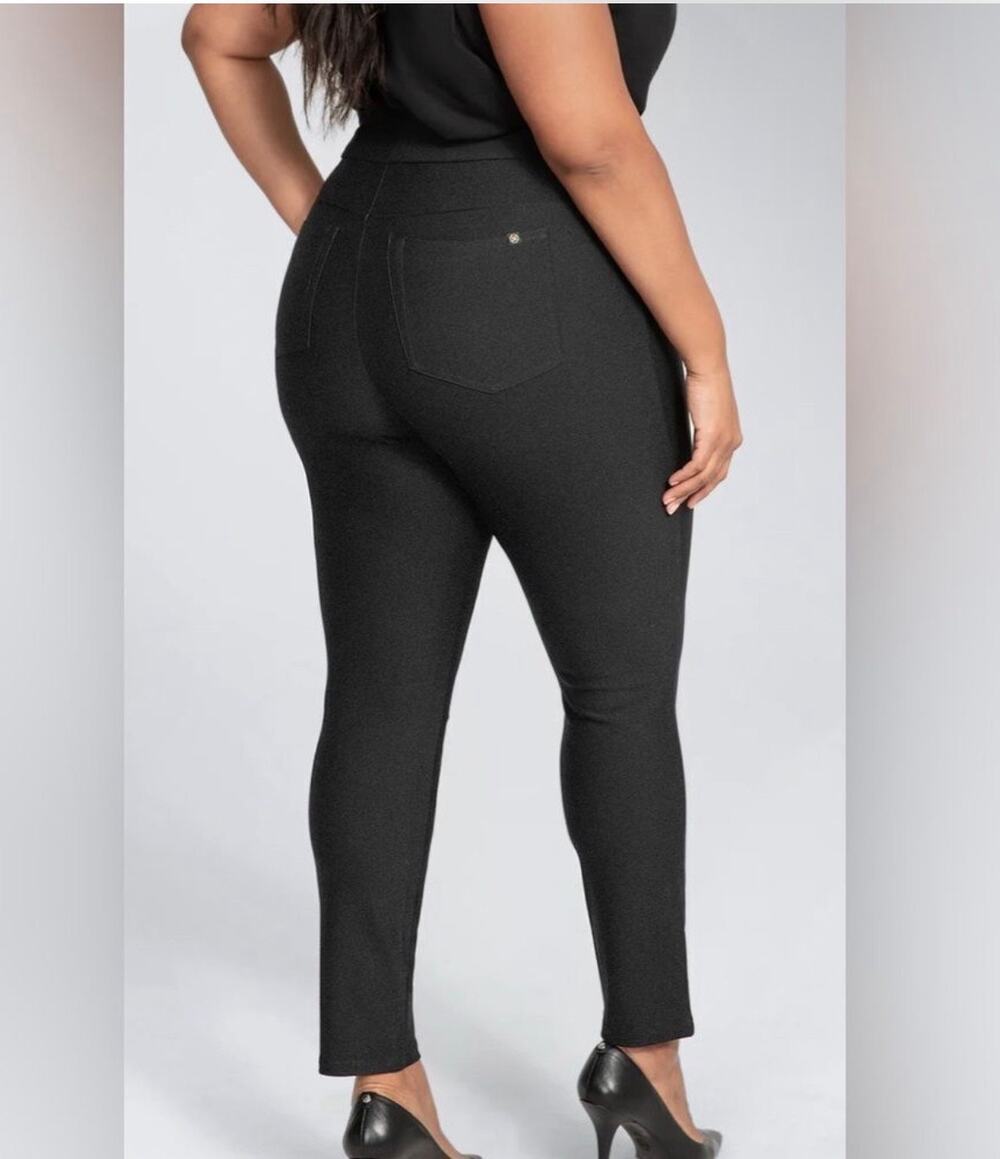 Honeylove Black Ever Ready Shaping Pants 1X High Rise Pull-On Slim Stretch Pants